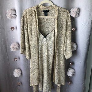 Silk Leopard Print short robe and nighty set
